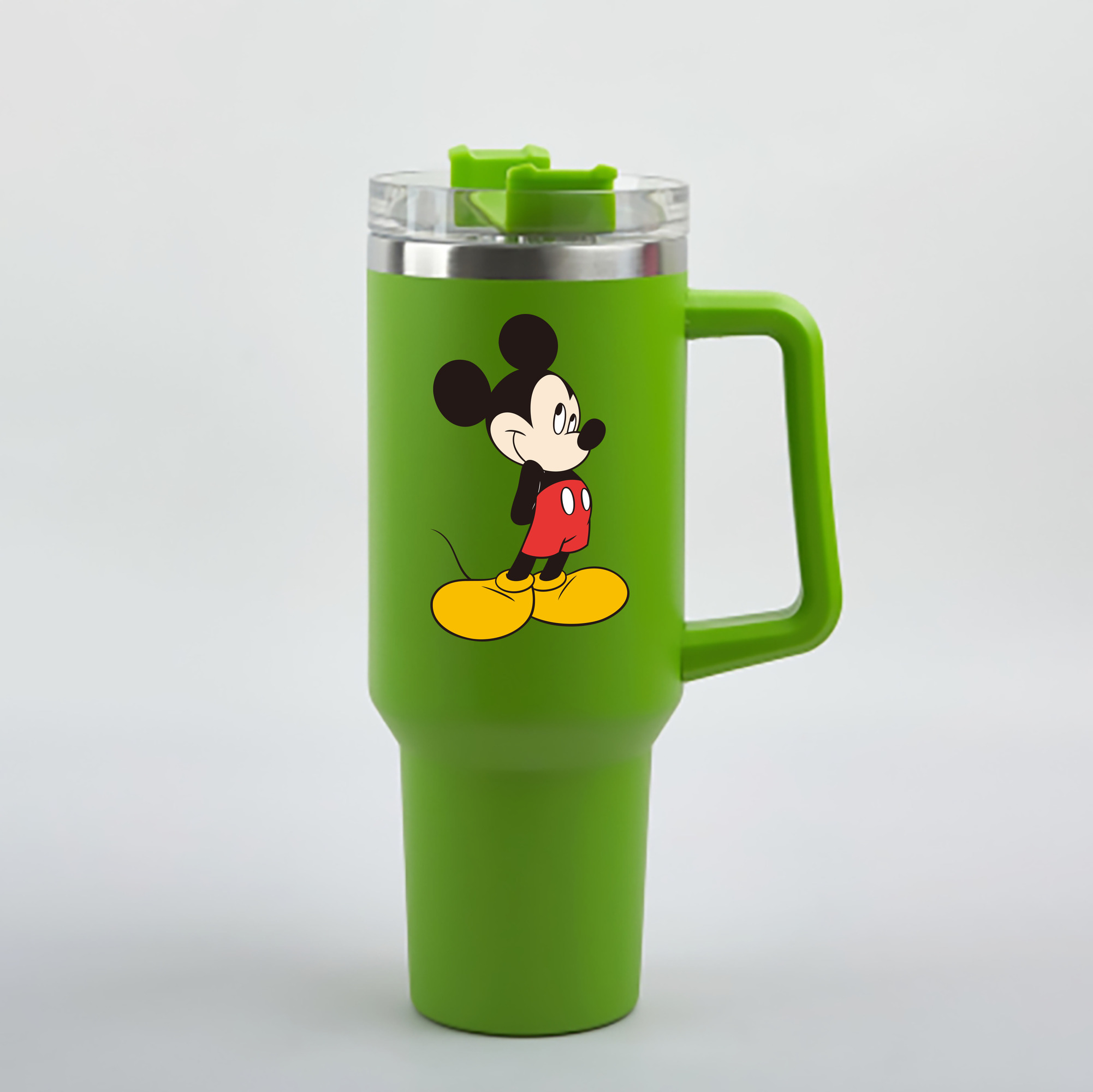 （画像用） ミッキーマウス Mickey Mouse 1200mL車用タンブラー - クリスタルステッカー（プラスチックストロー付き）